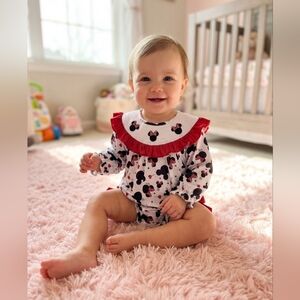 Auraquise Adorable Minnie Romper with Red and White Ruffle